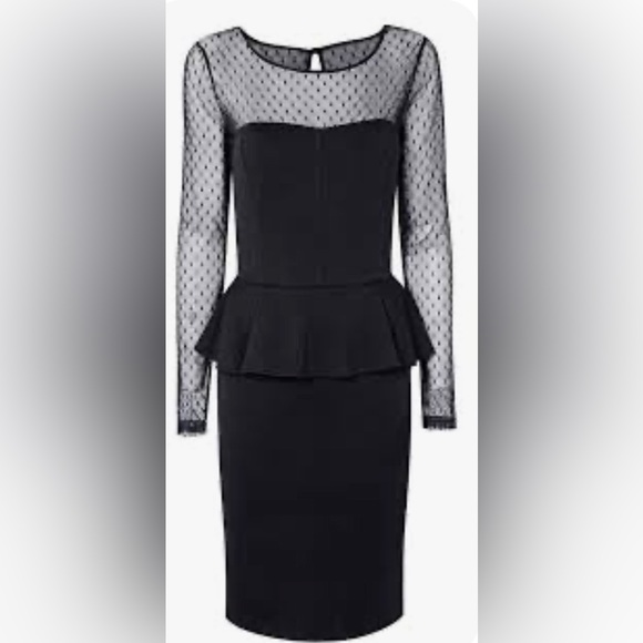 David Meister sheer sleeved black dress 10 - Picture 1 of 5